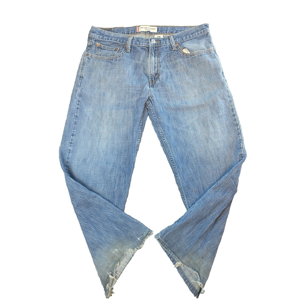 Levis 529 Low Rise Straight Mens Jeans Blue W36 L27 Distressed Medium Wash Denim